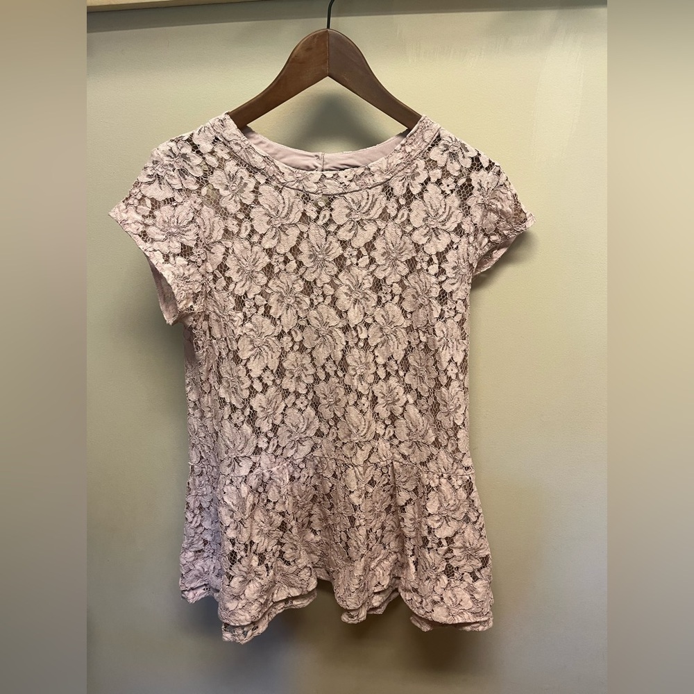 Halogen Lace Floral SS Top - Light Pink